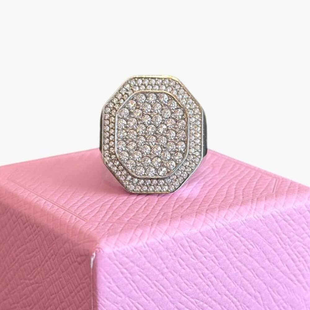 Swarovski Dextera Cocktail Ring White Rhodium Plated Octagon Pavé Size 55 / 7